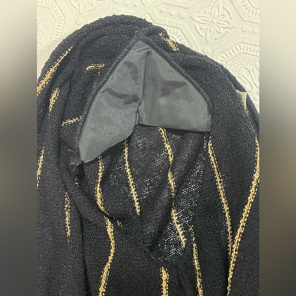 Vintage Casual Corner Black with Gold Metallic Strips Long Sleeve Shirt - Picture 14 of 14